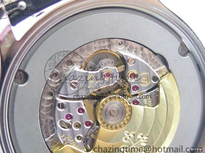 MIROTIME 0402 Stylish Calatrava 5524 Pilot Travel Time SS GRF Black Dial on Black Leather Strap A324 V 7108